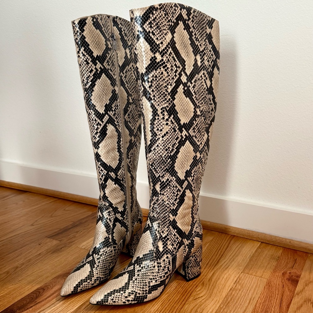 NWB Marc Fisher Retie2 Over-the-Knee Snake Print Boots – 7M – NEW With Box - Picture 2 of 9
